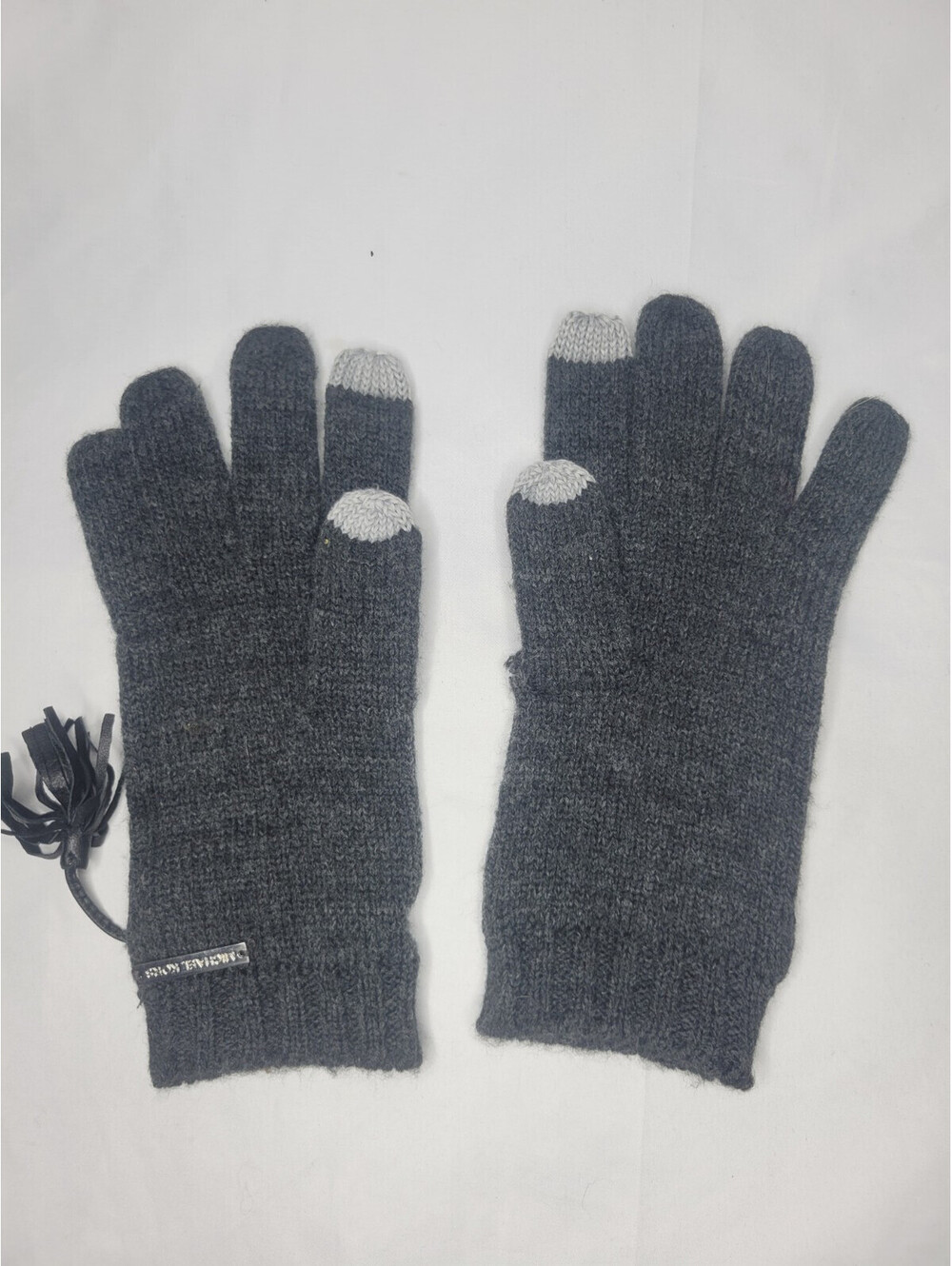 Michael Kors Tech Friendly Tassel Gloves Mittens Dark Grey Gray O/S ***READ***